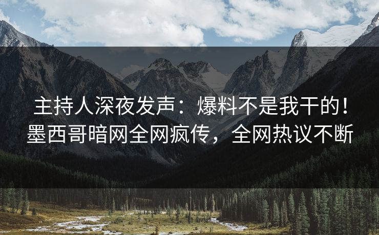 主持人深夜发声：爆料不是我干的！墨西哥暗网全网疯传，全网热议不断