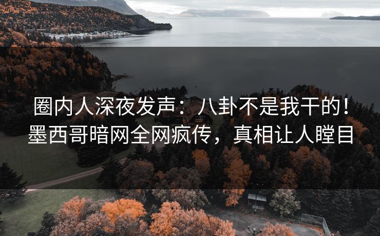 圈内人深夜发声：八卦不是我干的！墨西哥暗网全网疯传，真相让人瞠目