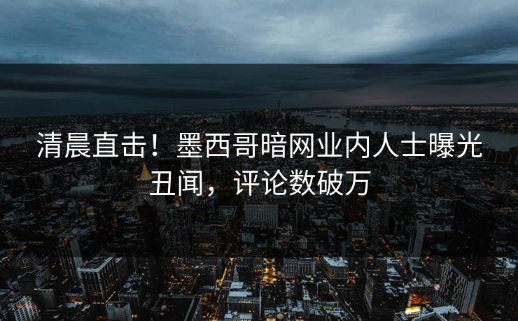 清晨直击！墨西哥暗网业内人士曝光丑闻，评论数破万