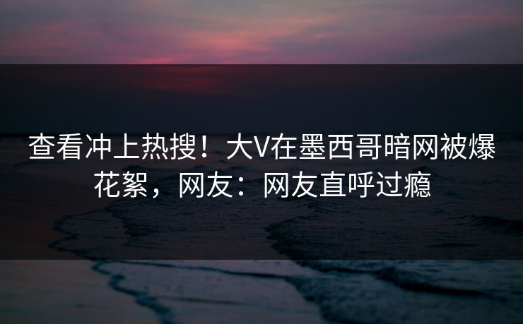 查看冲上热搜！大V在墨西哥暗网被爆花絮，网友：网友直呼过瘾