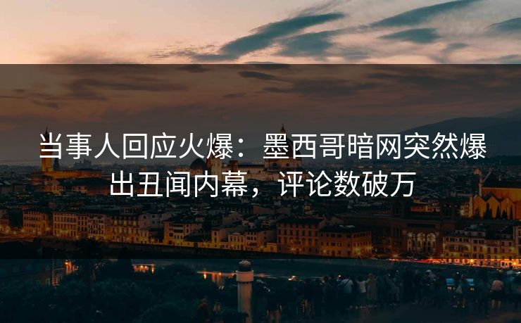 当事人回应火爆：墨西哥暗网突然爆出丑闻内幕，评论数破万