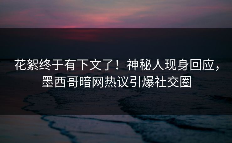 花絮终于有下文了！神秘人现身回应，墨西哥暗网热议引爆社交圈