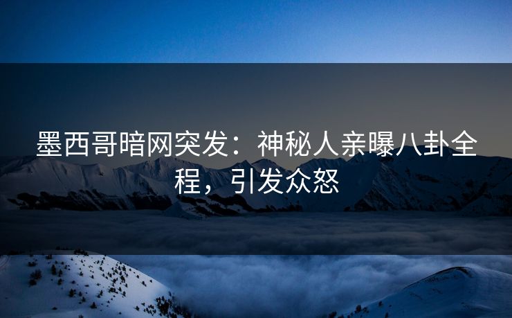墨西哥暗网突发：神秘人亲曝八卦全程，引发众怒
