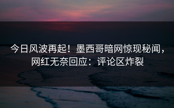 今日风波再起！墨西哥暗网惊现秘闻，网红无奈回应：评论区炸裂
