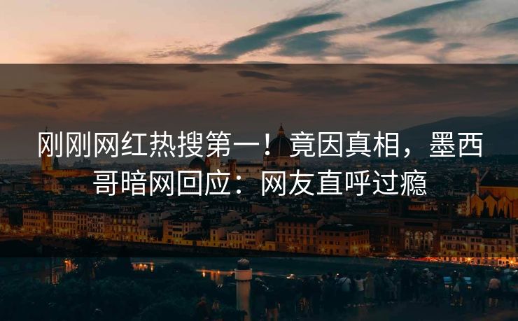 刚刚网红热搜第一！竟因真相，墨西哥暗网回应：网友直呼过瘾
