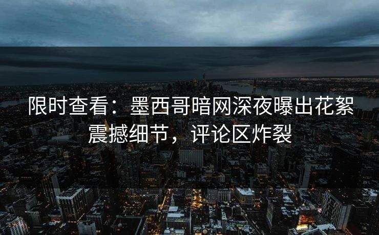 限时查看：墨西哥暗网深夜曝出花絮震撼细节，评论区炸裂