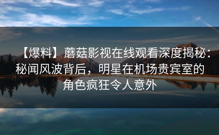 【爆料】蘑菇影视在线观看深度揭秘：秘闻风波背后，明星在机场贵宾室的角色疯狂令人意外