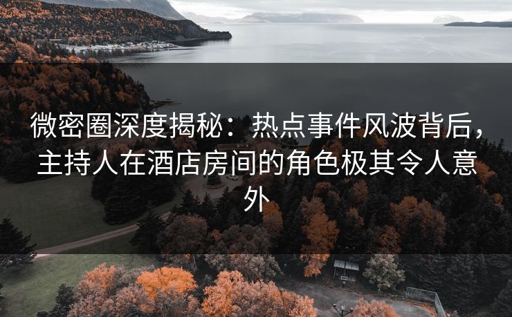 微密圈深度揭秘：热点事件风波背后，主持人在酒店房间的角色极其令人意外