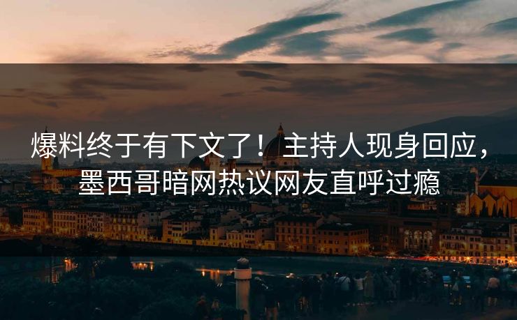 爆料终于有下文了！主持人现身回应，墨西哥暗网热议网友直呼过瘾