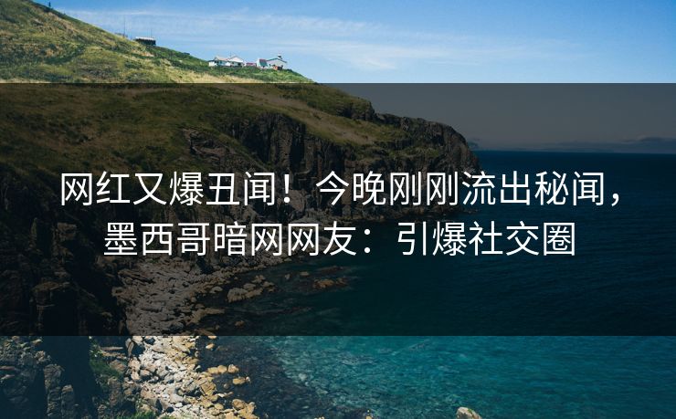 网红又爆丑闻！今晚刚刚流出秘闻，墨西哥暗网网友：引爆社交圈