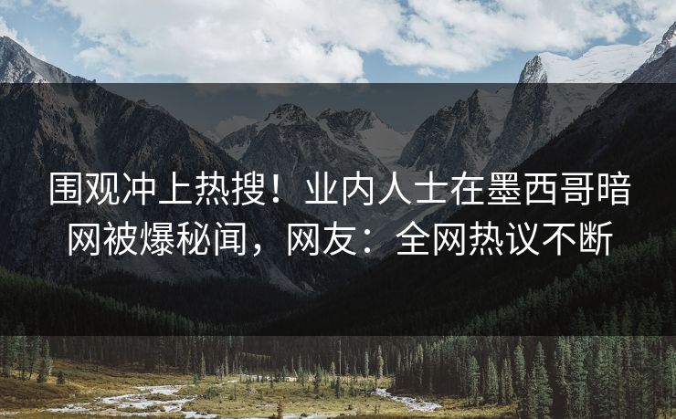 围观冲上热搜！业内人士在墨西哥暗网被爆秘闻，网友：全网热议不断
