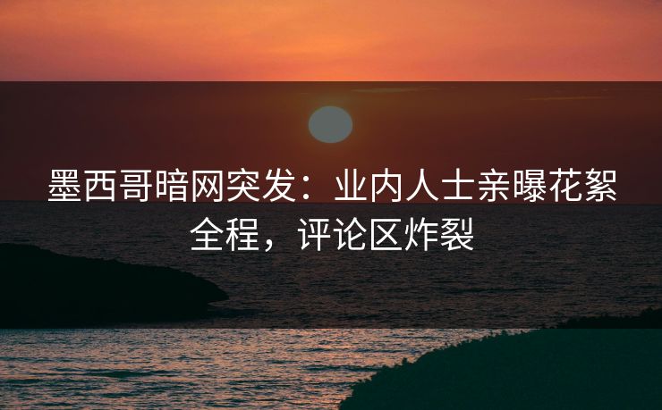 墨西哥暗网突发：业内人士亲曝花絮全程，评论区炸裂