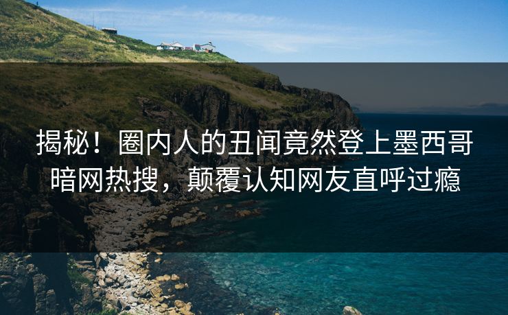 揭秘！圈内人的丑闻竟然登上墨西哥暗网热搜，颠覆认知网友直呼过瘾