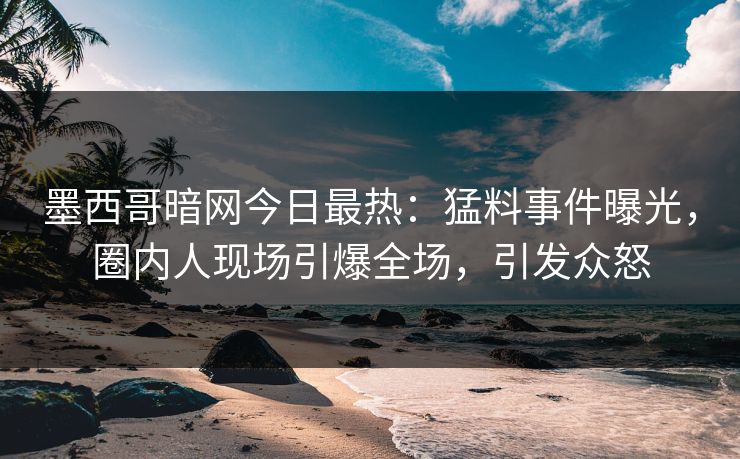 墨西哥暗网今日最热：猛料事件曝光，圈内人现场引爆全场，引发众怒