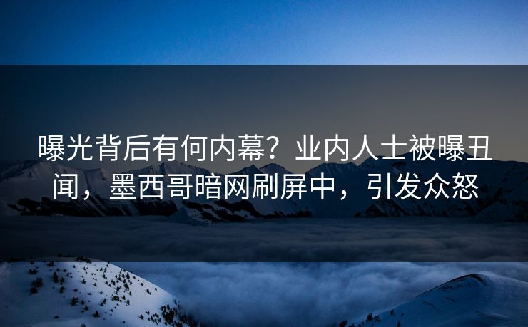 曝光背后有何内幕？业内人士被曝丑闻，墨西哥暗网刷屏中，引发众怒