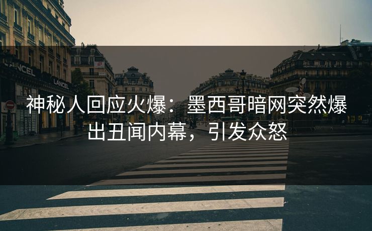 神秘人回应火爆：墨西哥暗网突然爆出丑闻内幕，引发众怒