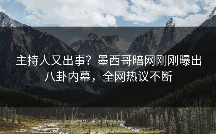 主持人又出事？墨西哥暗网刚刚曝出八卦内幕，全网热议不断
