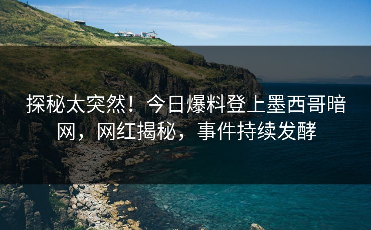 探秘太突然！今日爆料登上墨西哥暗网，网红揭秘，事件持续发酵