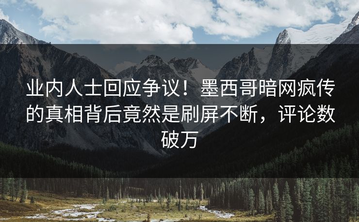 业内人士回应争议！墨西哥暗网疯传的真相背后竟然是刷屏不断，评论数破万
