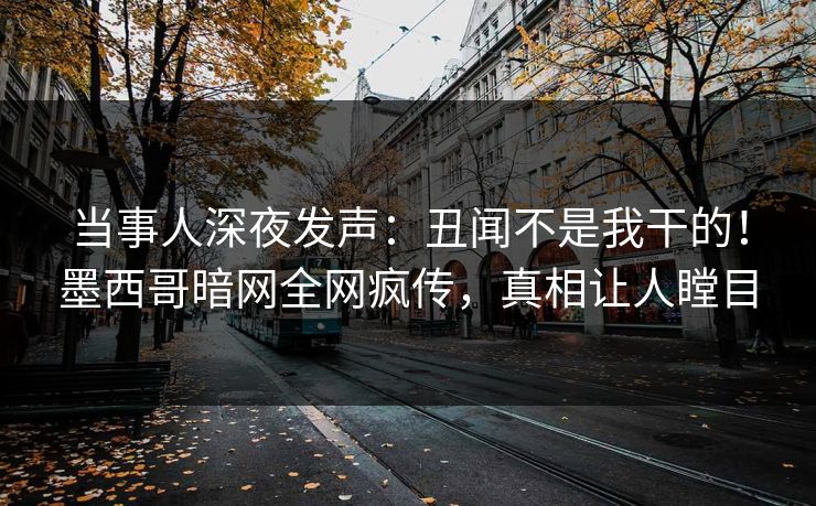 当事人深夜发声：丑闻不是我干的！墨西哥暗网全网疯传，真相让人瞠目