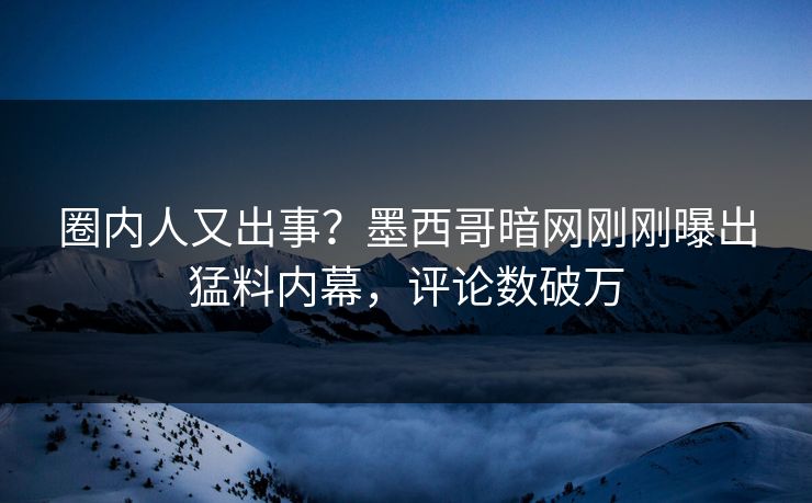 圈内人又出事？墨西哥暗网刚刚曝出猛料内幕，评论数破万