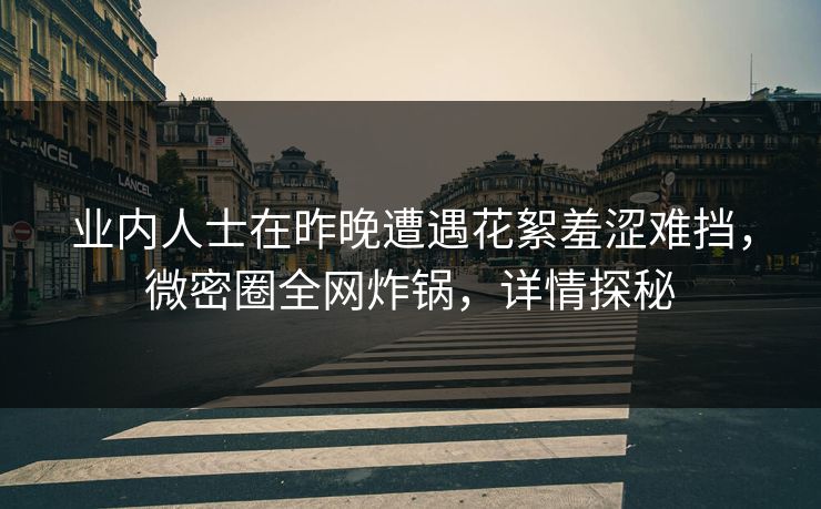 业内人士在昨晚遭遇花絮羞涩难挡，微密圈全网炸锅，详情探秘